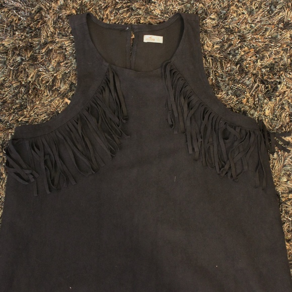 Hollister Fuax Suede Sleeveless Fringe Top Large - Picture 2 of 5